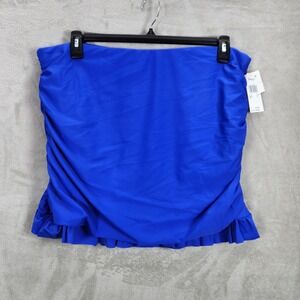 Raisins Curve Echo Skirt Swim Bottom Blue Ruched Ruffle Plus Size 16W M840068